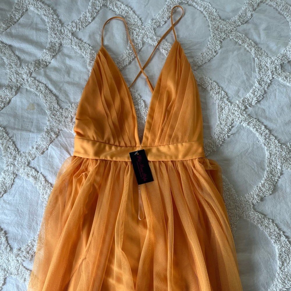 Hot Miami Styles Apricot Mesh Maxi Dress (LONG)